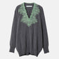 Vneck Knit w/Needle-Punched Lace