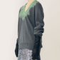 Vneck Knit w/Needle-Punched Lace