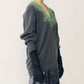 Vneck Knit w/Needle-Punched Lace