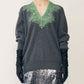 Vneck Knit w/Needle-Punched Lace