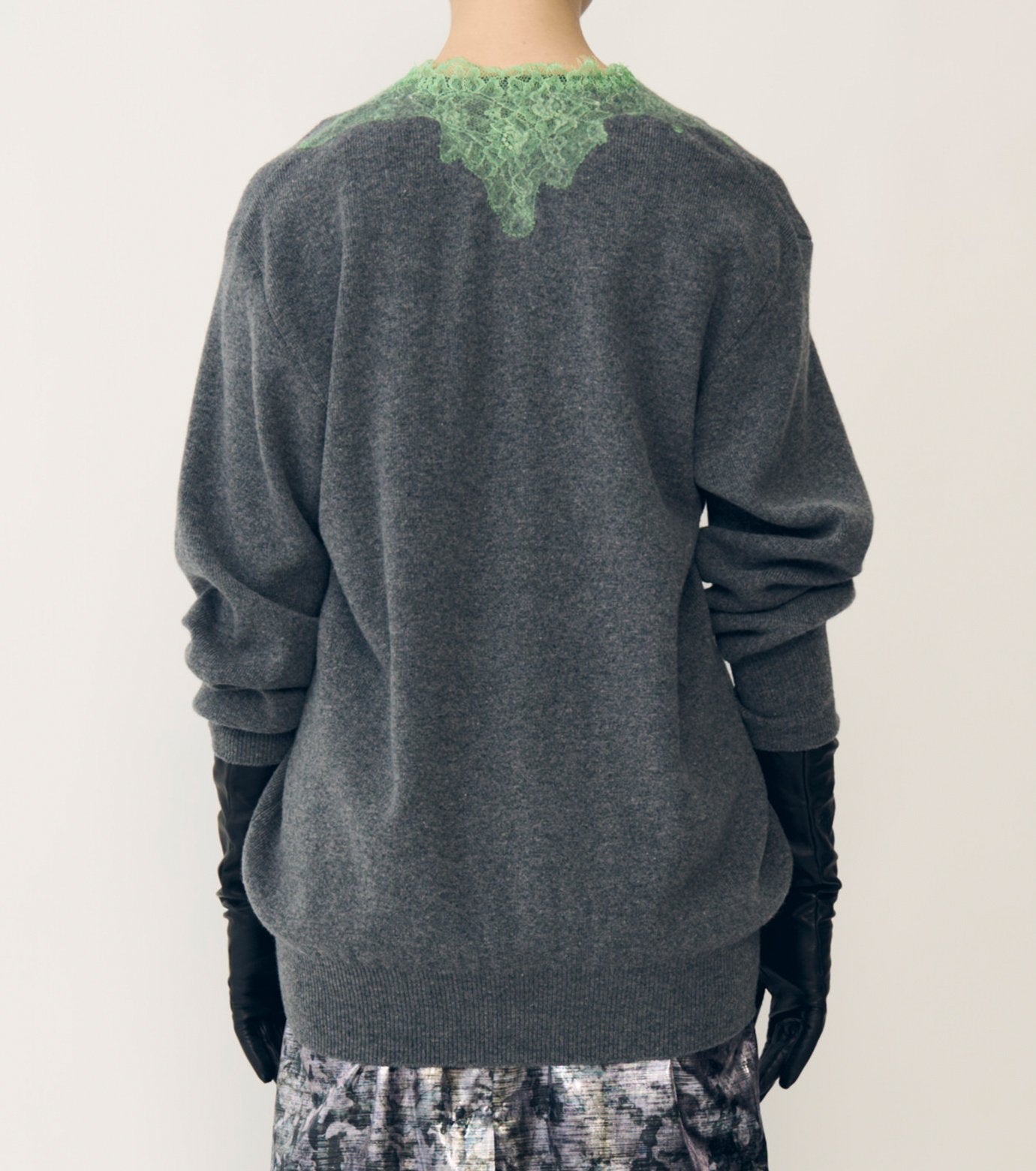 Vneck Knit w/Needle-Punched Lace