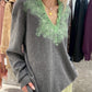 Vneck Knit w/Needle-Punched Lace