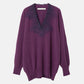 Vneck Knit w/Needle-Punched Lace