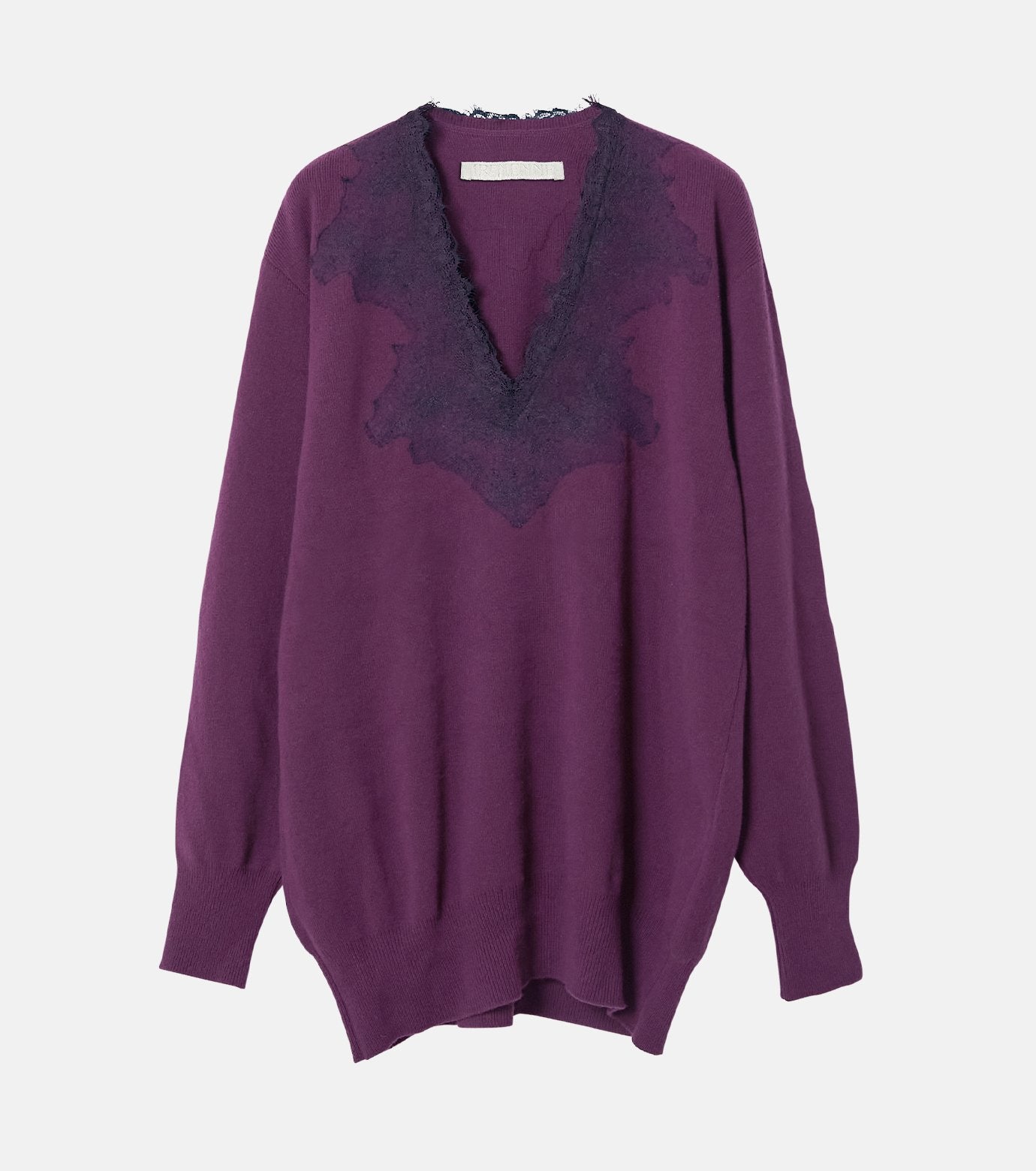Vneck Knit w/Needle-Punched Lace