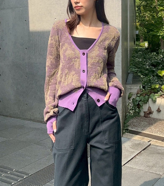Layered Jacquard KNIT Cardigan