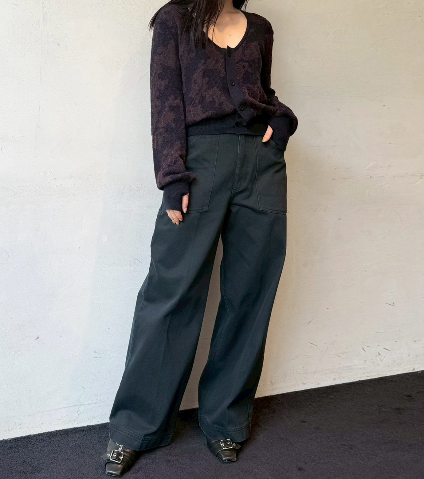 Layered Jacquard KNIT Cardigan
