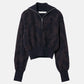 Layered Jacquard Zip-Up Pullover