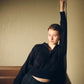 Layered Jacquard Zip-Up Pullover