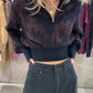 Layered Jacquard Zip-Up Pullover
