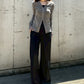 Flocked Mesh & Tulle Fitted Top
