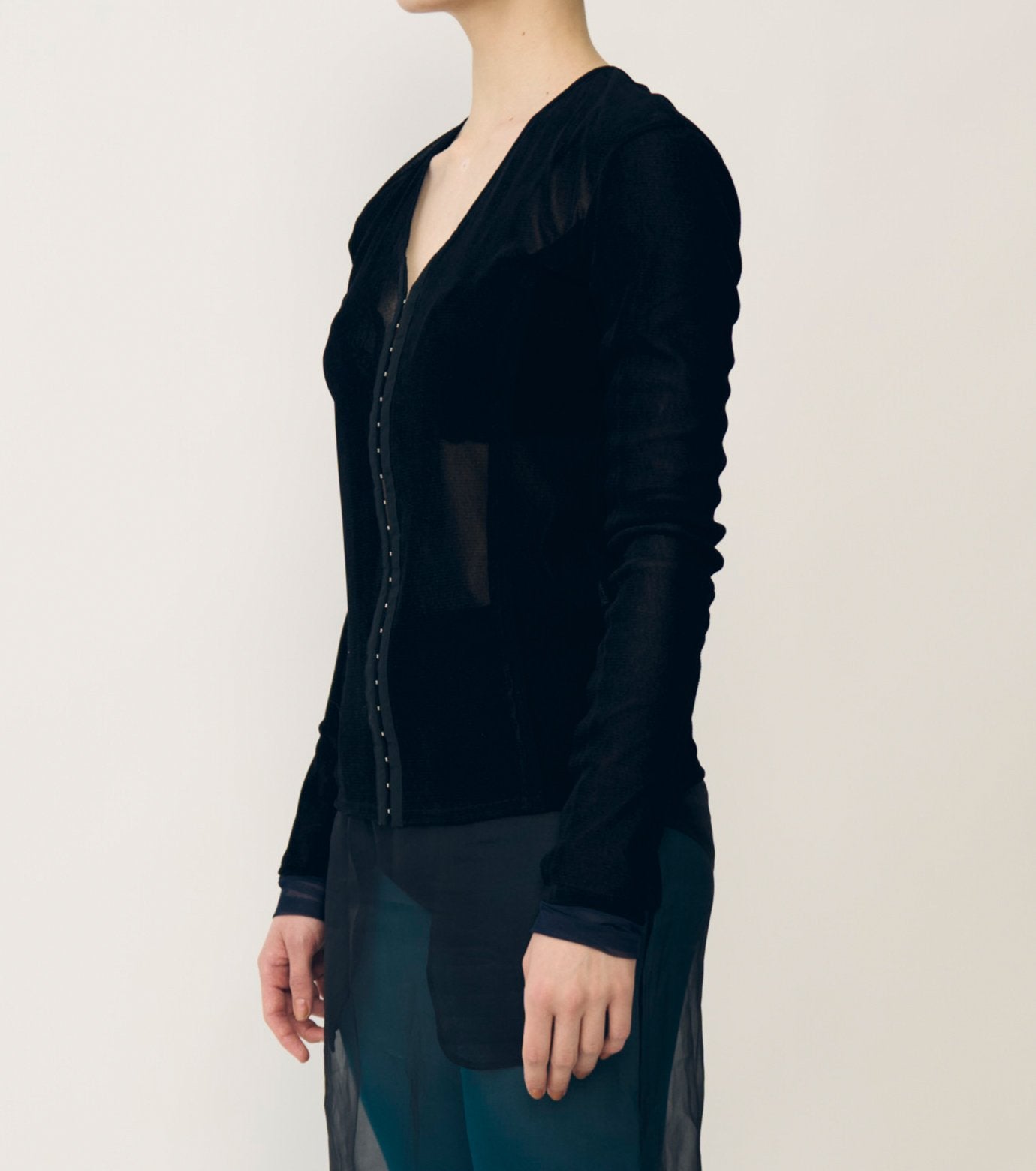 Flocked Mesh & Tulle Fitted Top