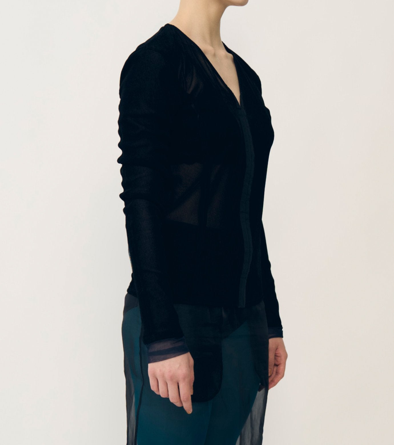 Flocked Mesh & Tulle Fitted Top