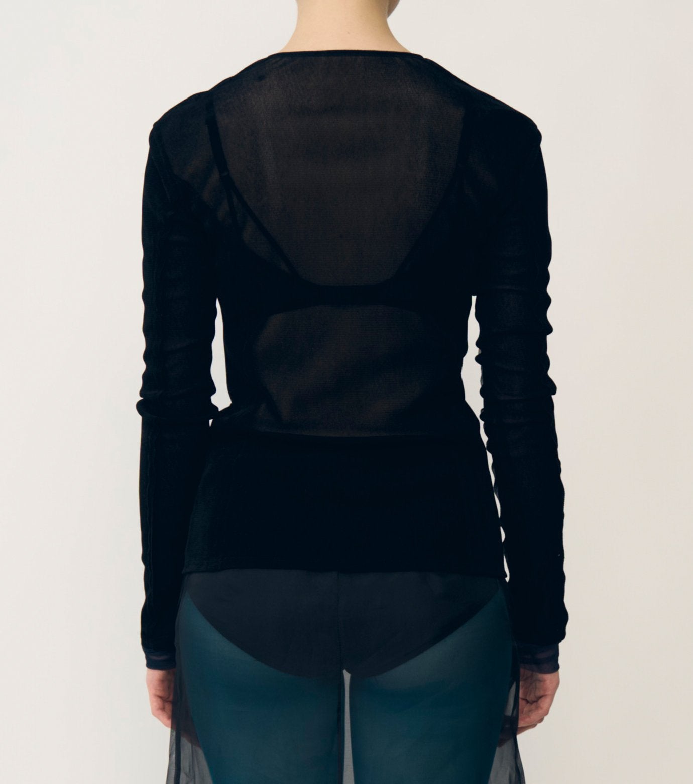 Flocked Mesh & Tulle Fitted Top
