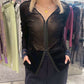 Flocked Mesh & Tulle Fitted Top