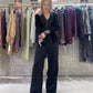 Flocked Mesh & Tulle Fitted Top