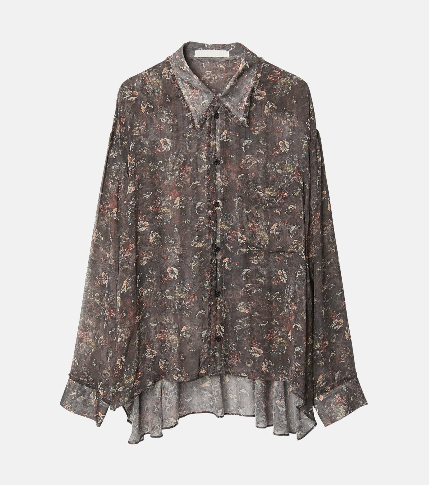 Sheer Shirt w/Floral & Mineral Print