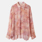 Sheer Shirt w/Floral & Mineral Print