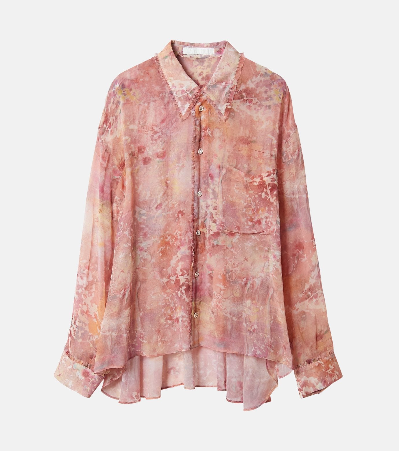 Sheer Shirt w/Floral & Mineral Print