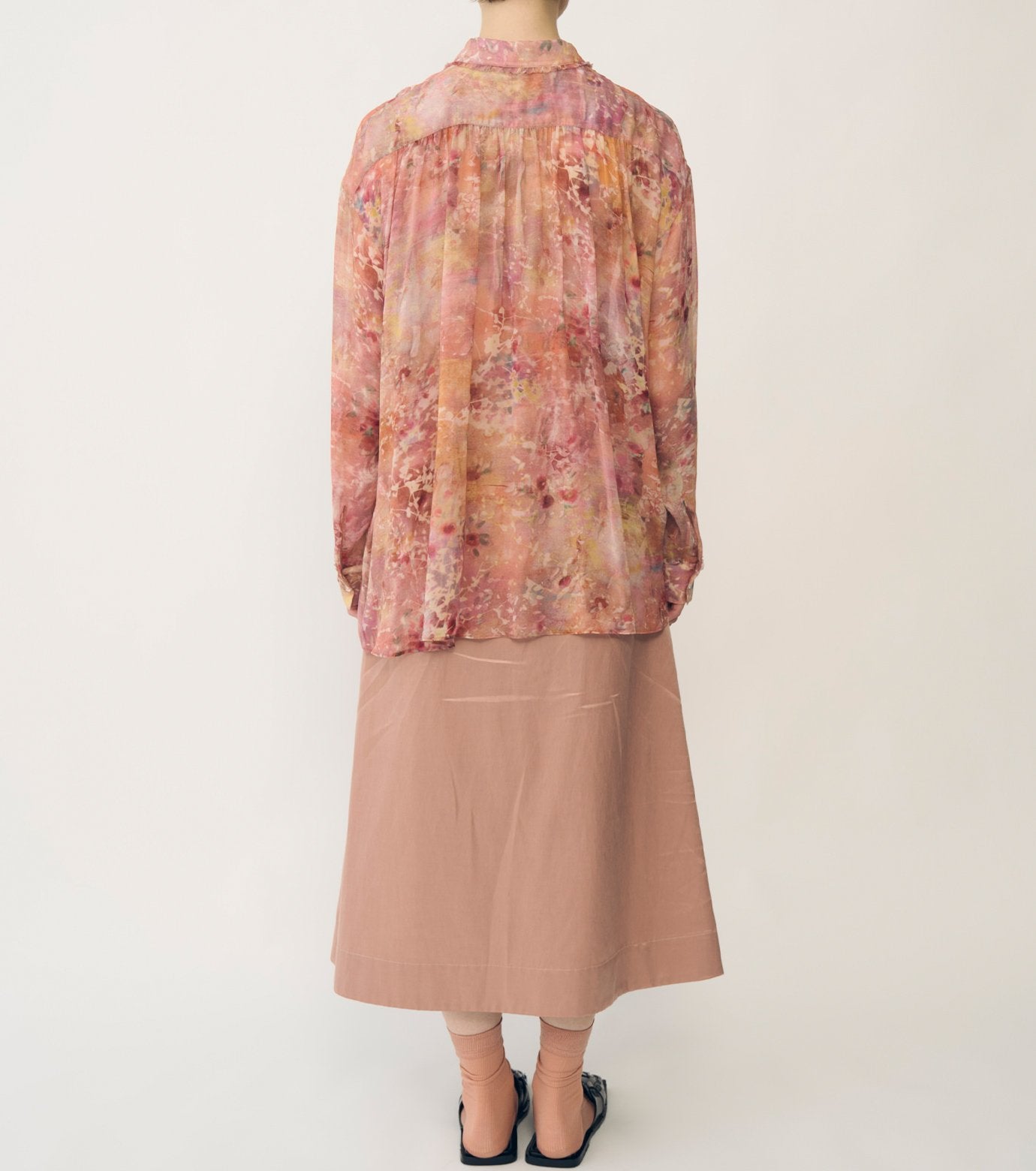 Sheer Shirt w/Floral & Mineral Print
