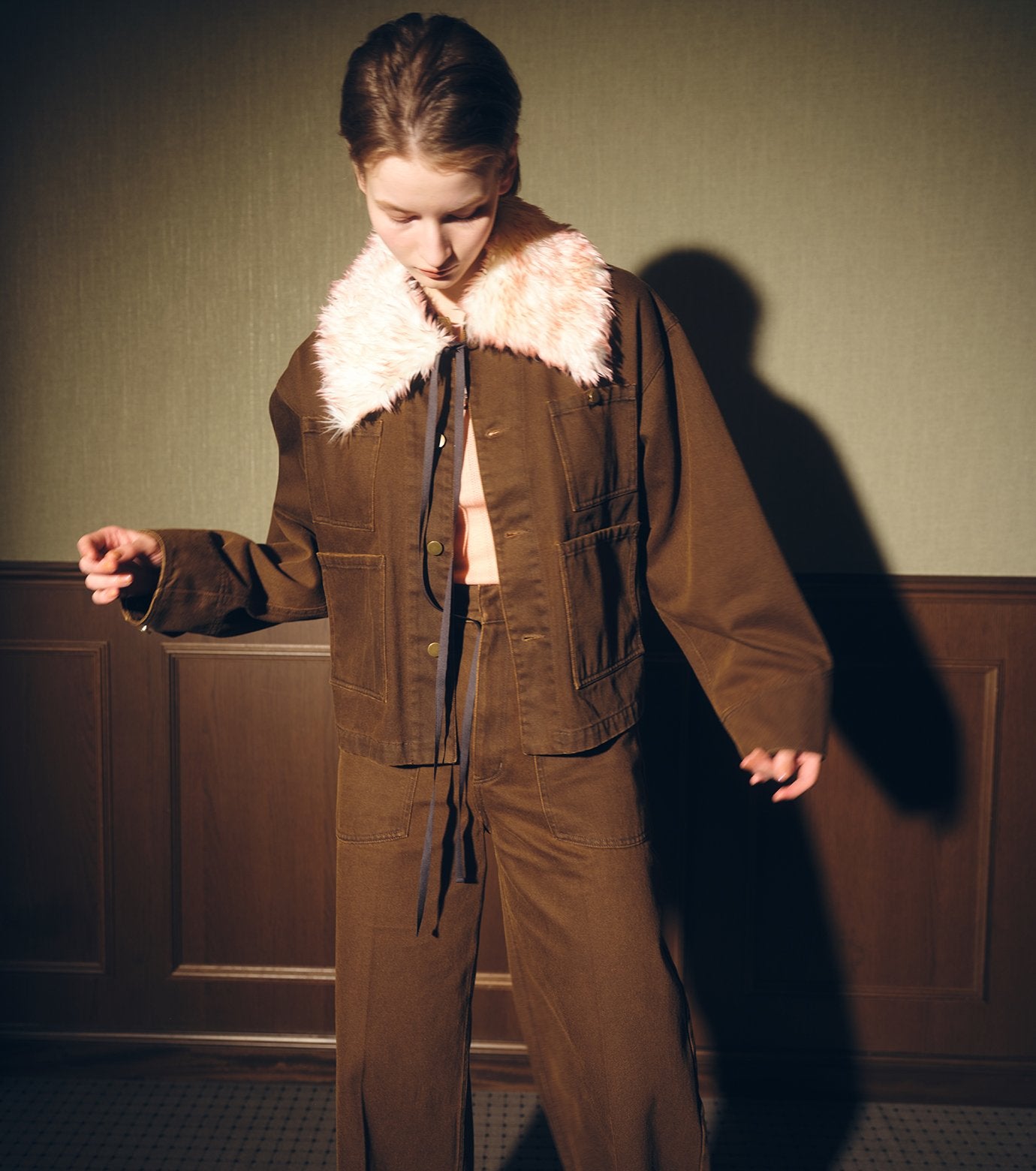 Pigment Twill Blouson w/Fur Collar