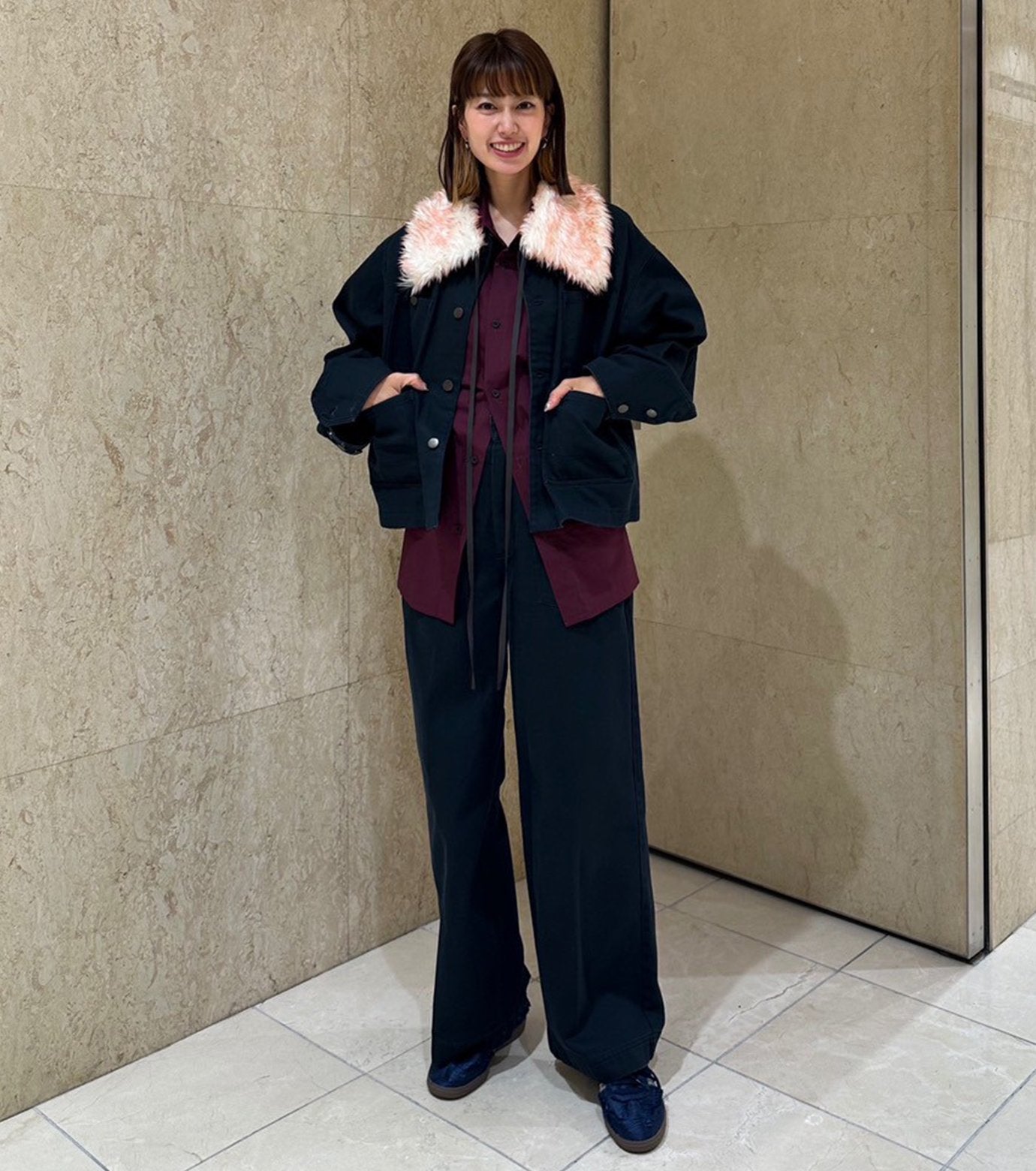 Pigment Twill Blouson w/Fur Collar