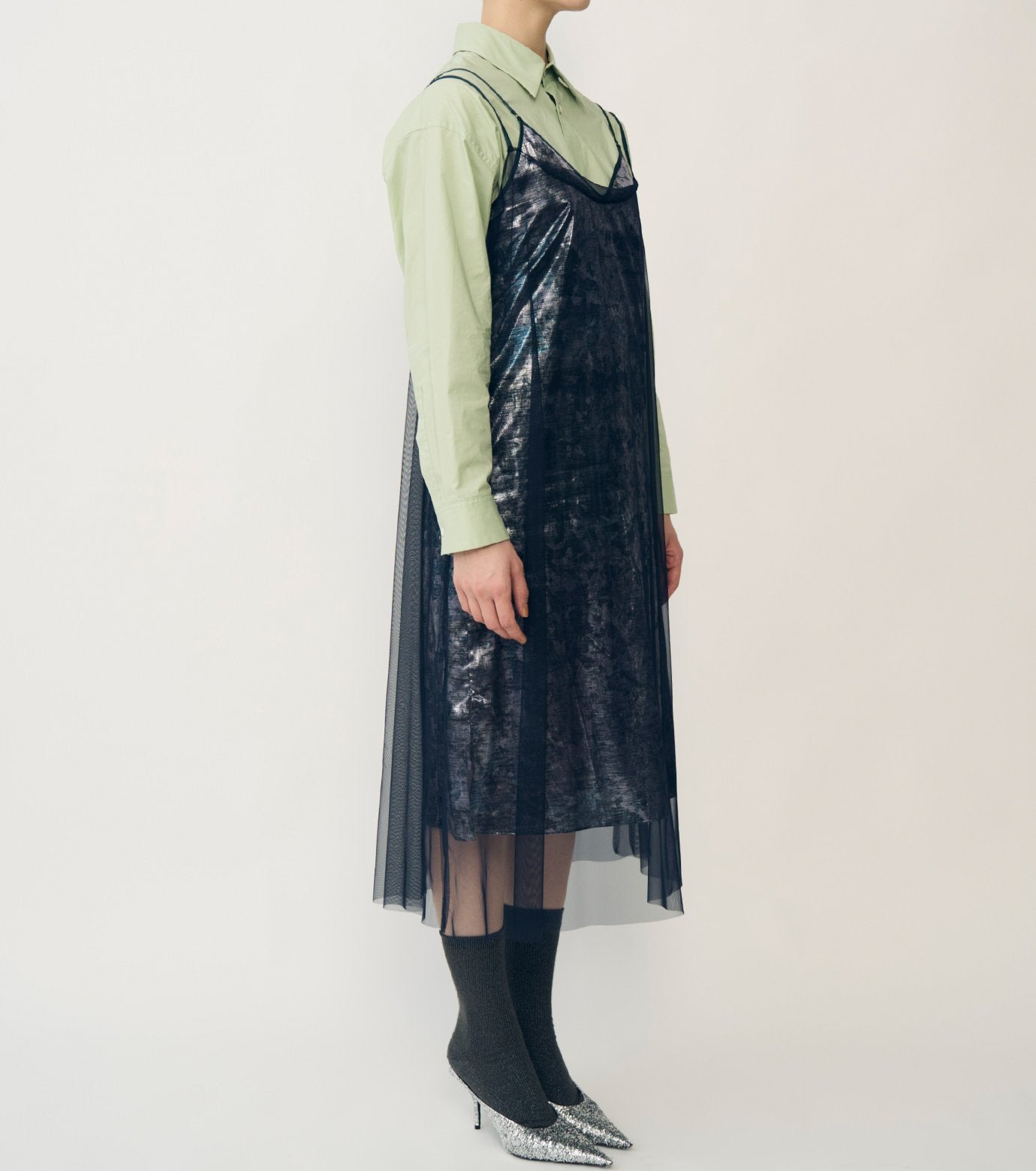 Foil Print Layered Cami Dress