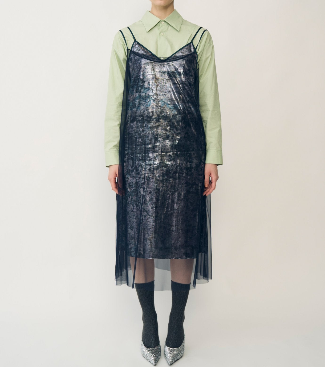 Foil Print Layered Cami Dress