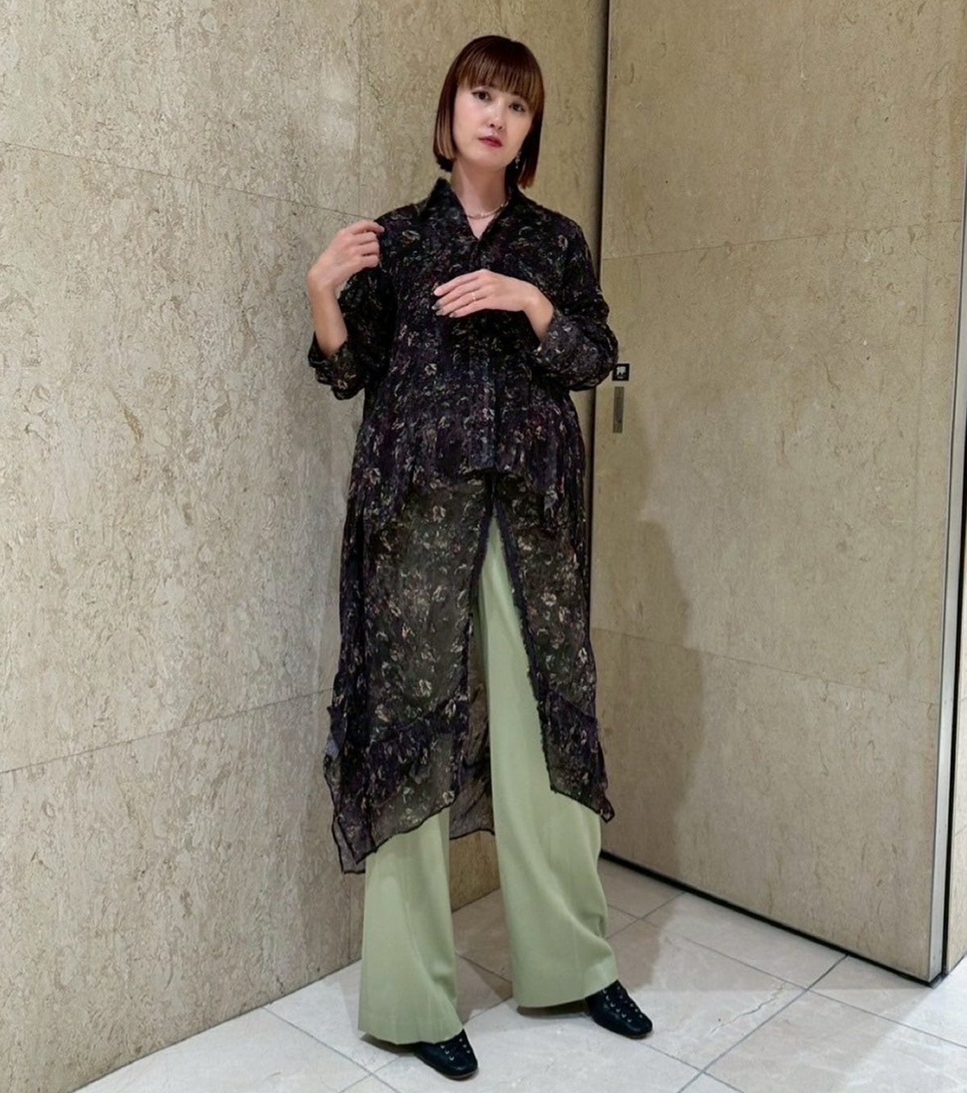 Gathered Dressw/Floral&Mineral Print
