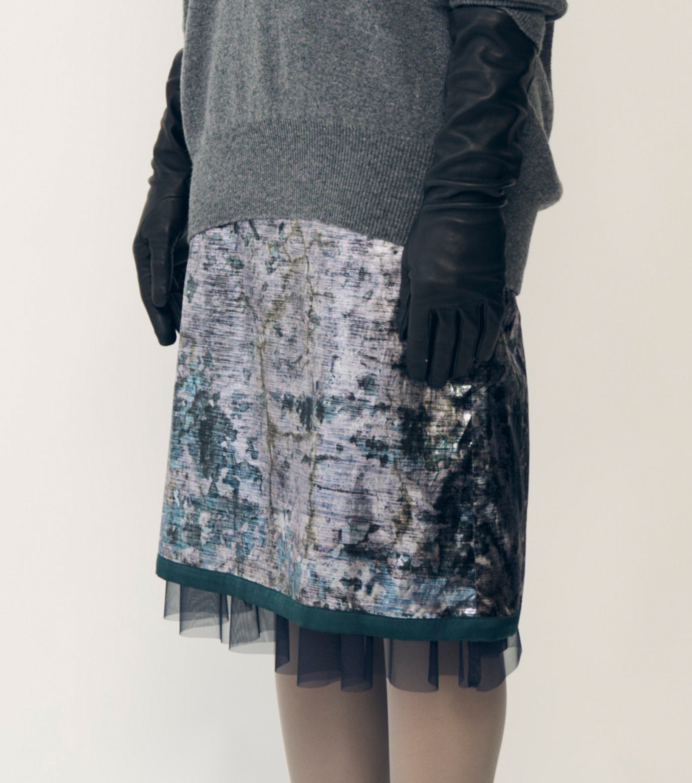 Foil Print Layered Skirt