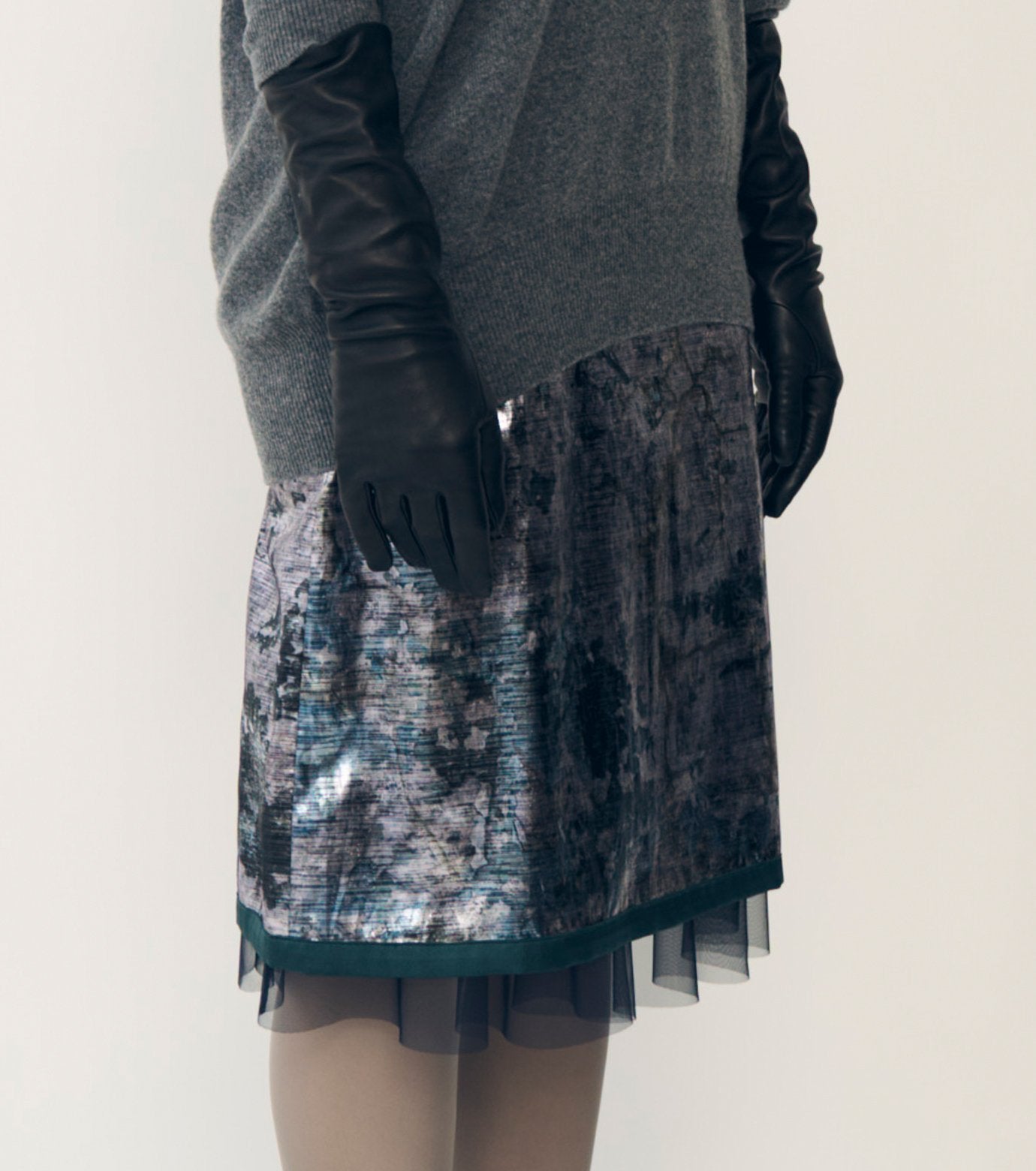 Foil Print Layered Skirt