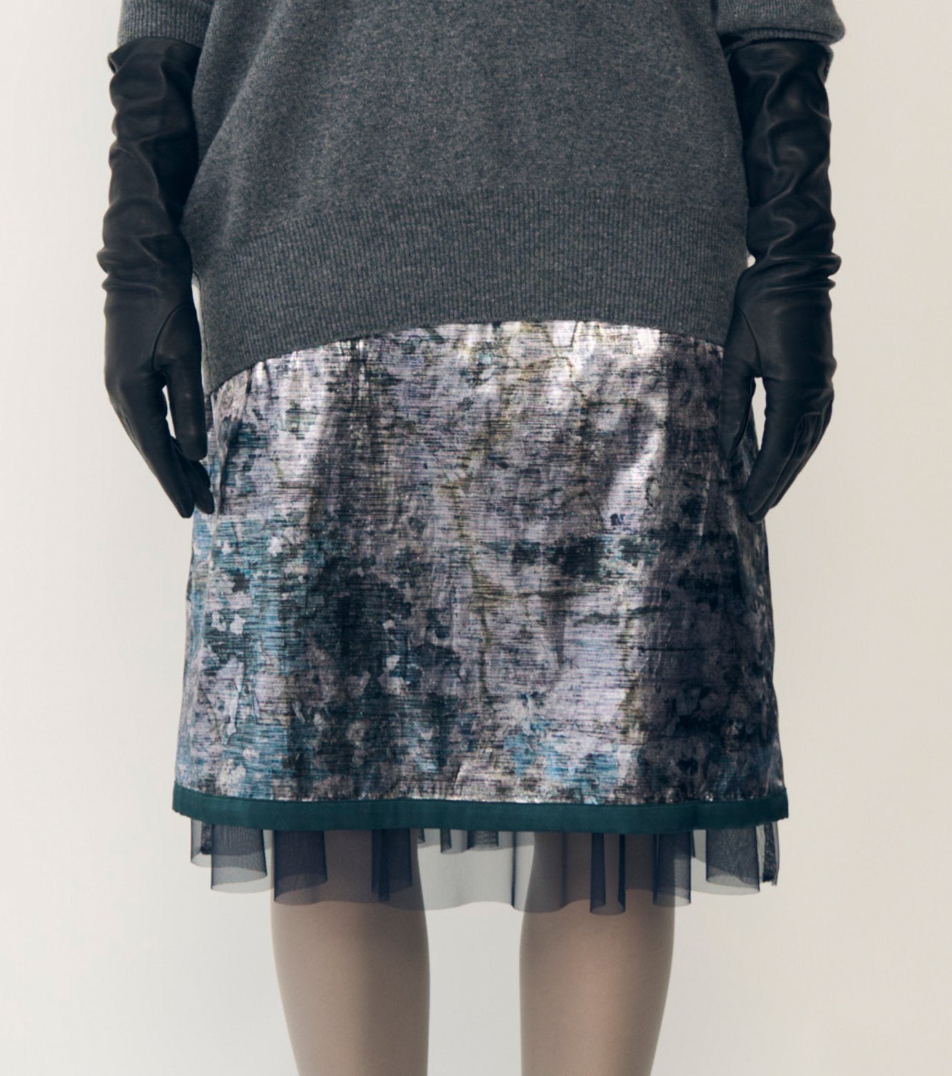 Foil Print Layered Skirt