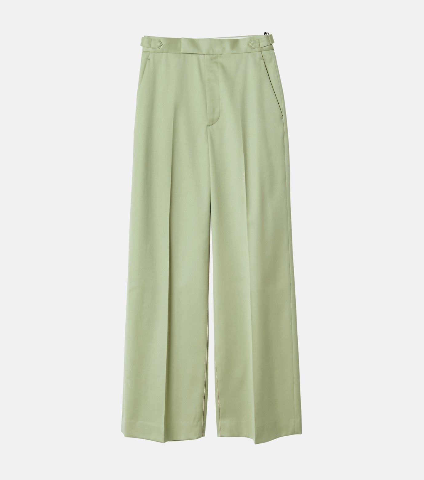 Wool Satin Straight Pants