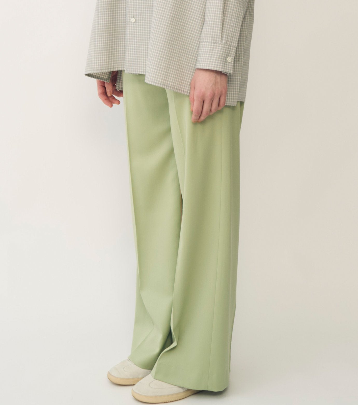 Wool Satin Straight Pants