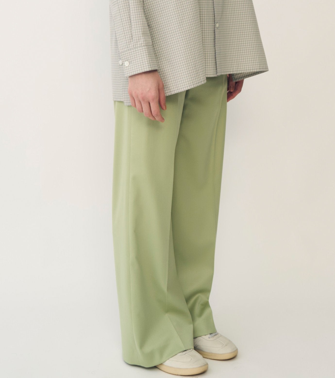 Wool Satin Straight Pants