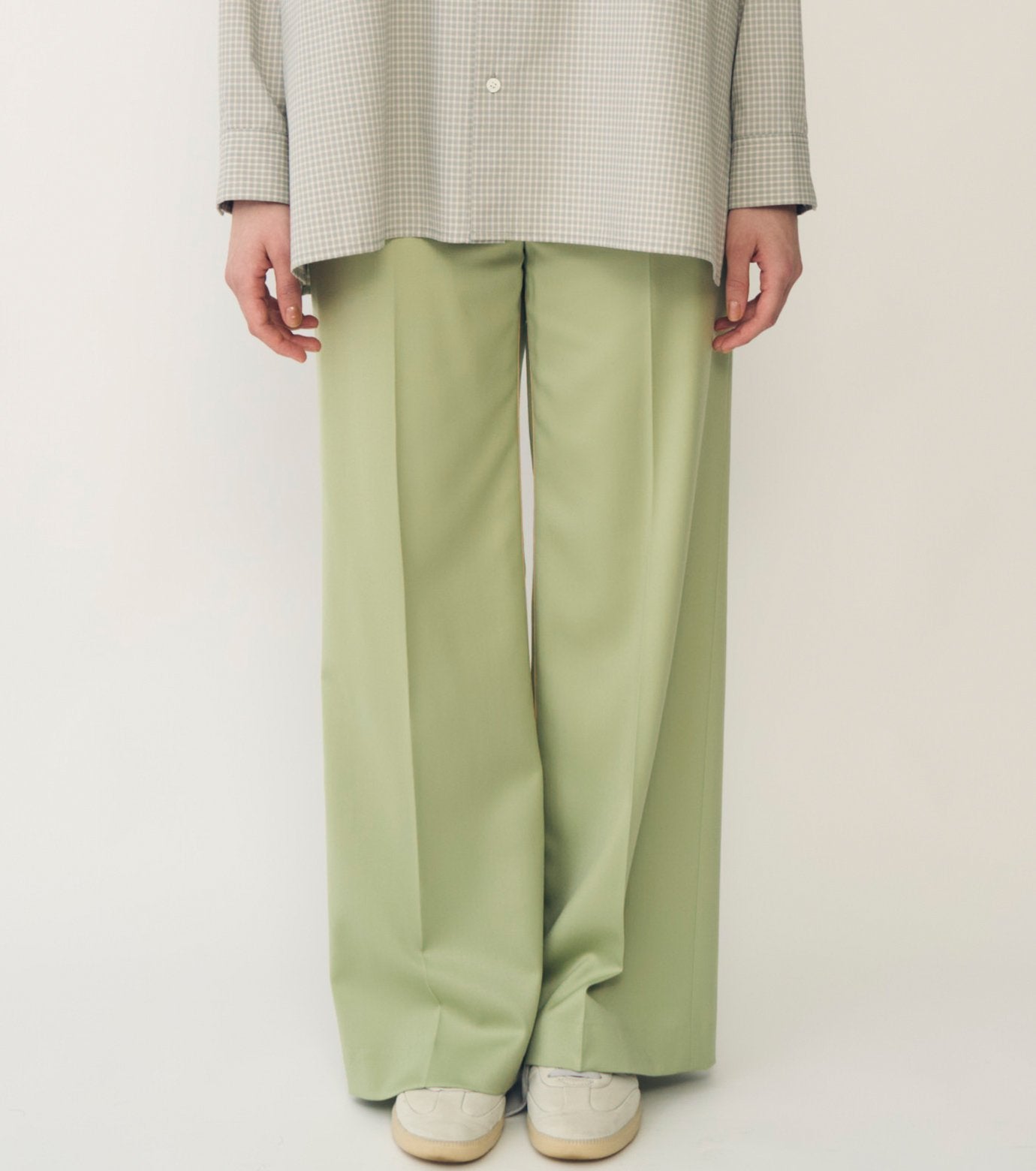 Wool Satin Straight Pants