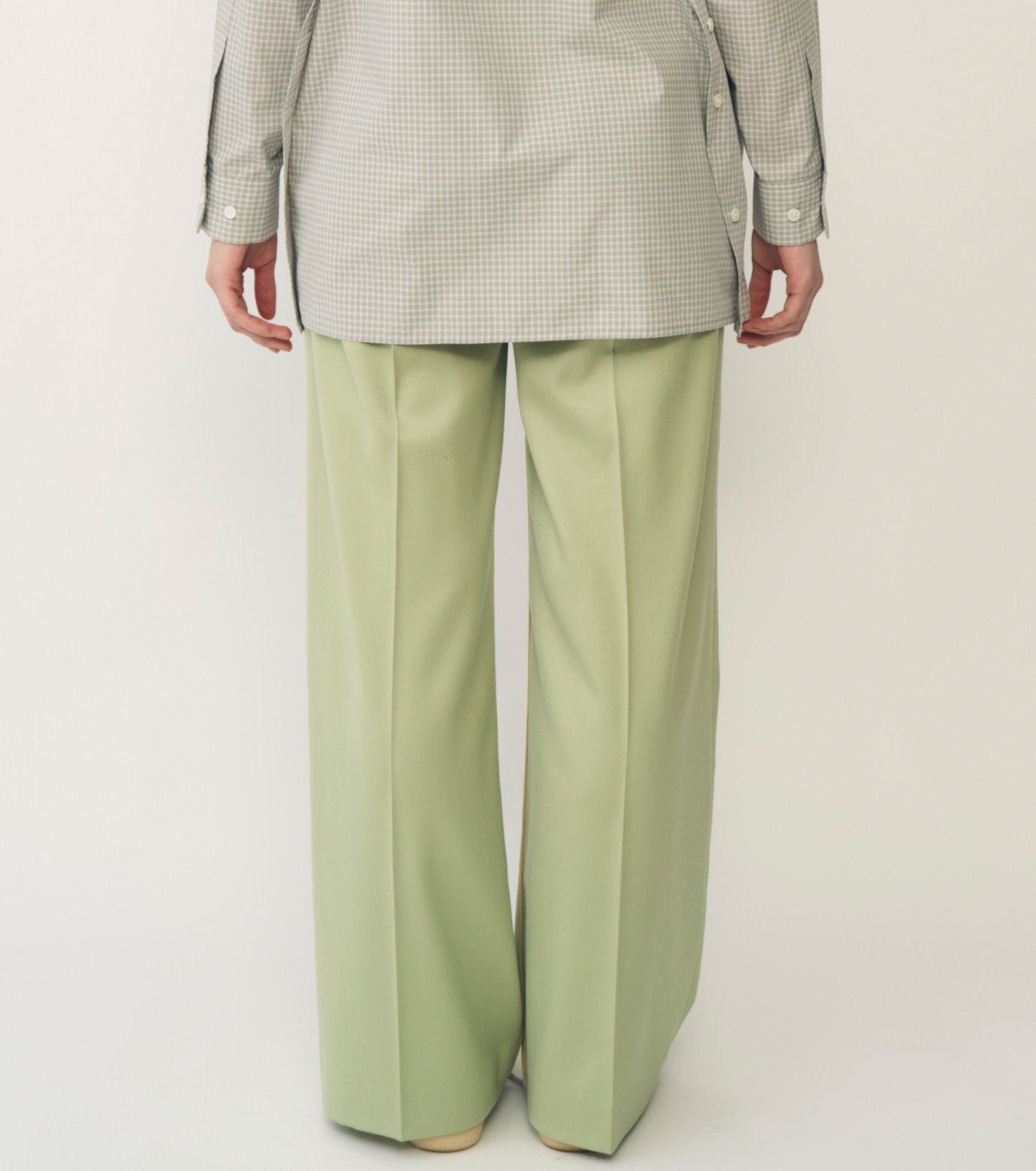 Wool Satin Straight Pants