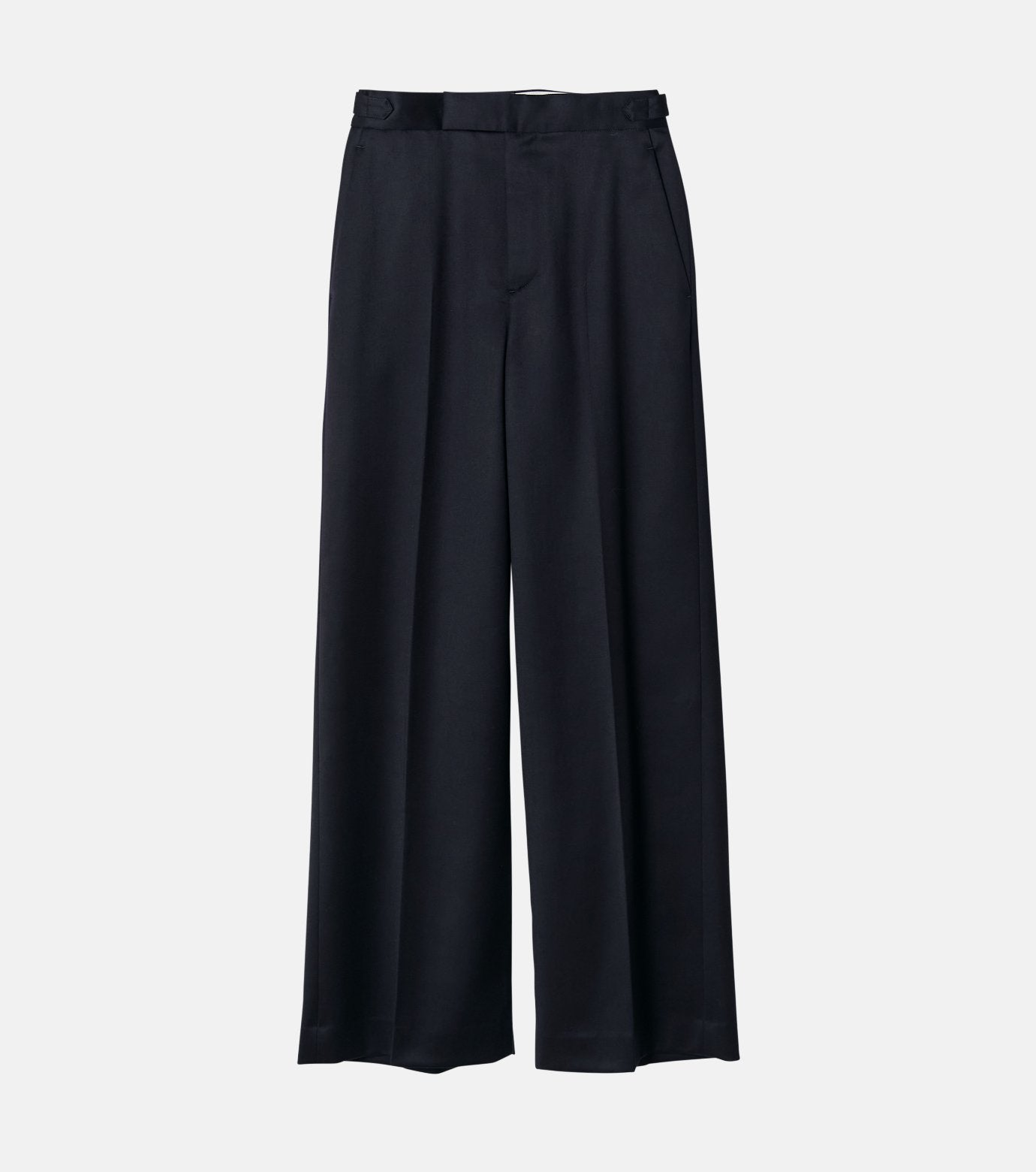 Wool Satin Straight Pants