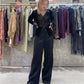 Wool Satin Straight Pants