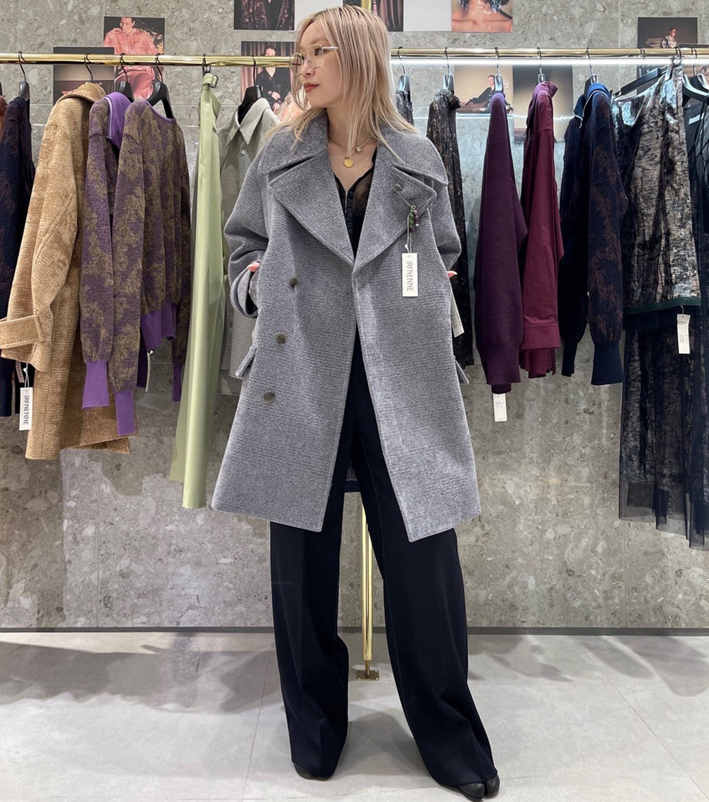 Wool Satin Straight Pants