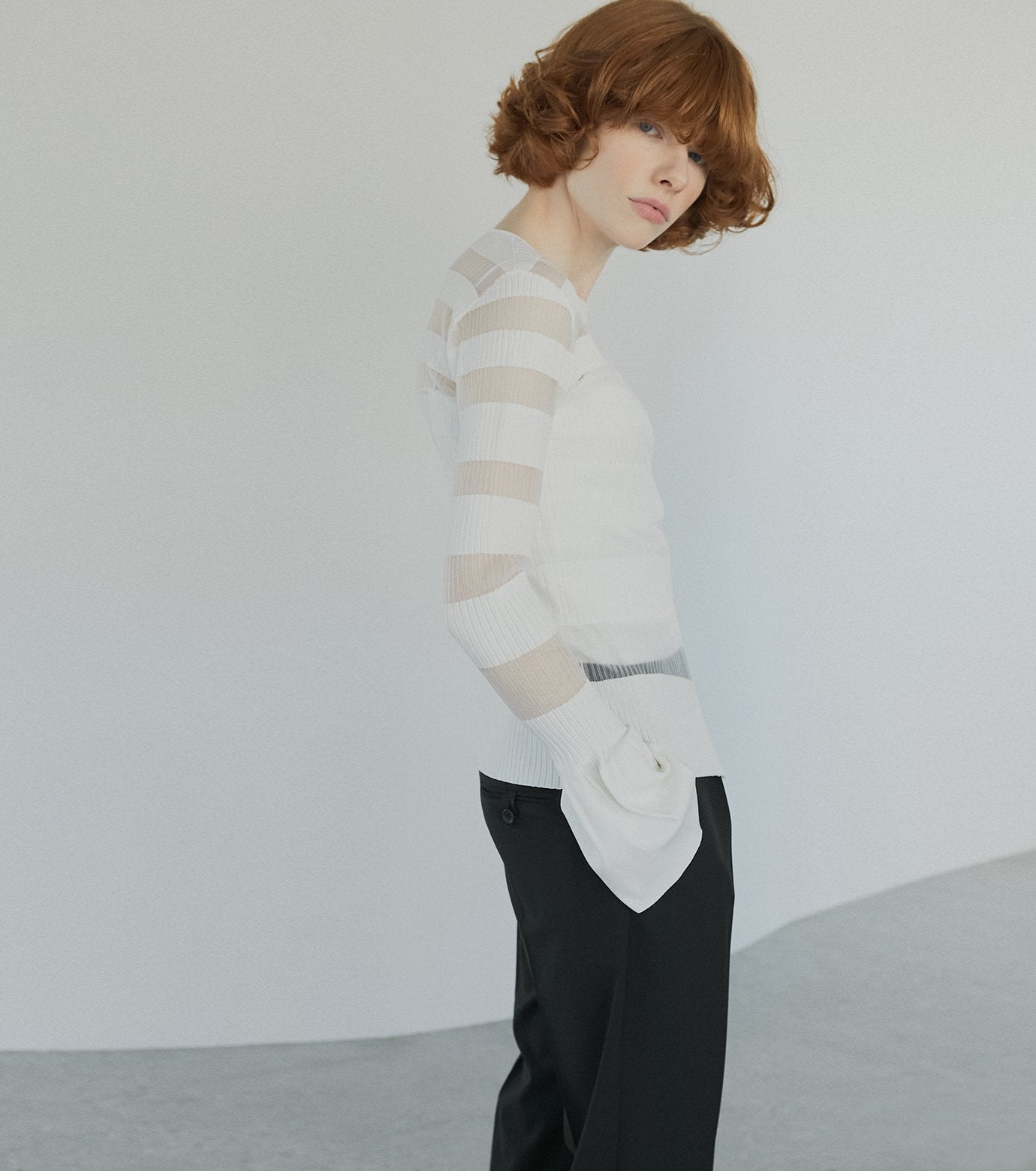 Sheer Rib Stripes Knit