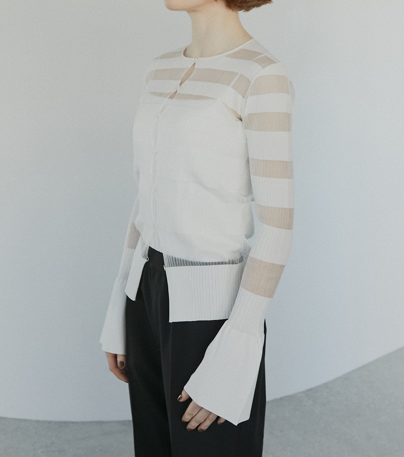 Sheer Rib Stripes Knit