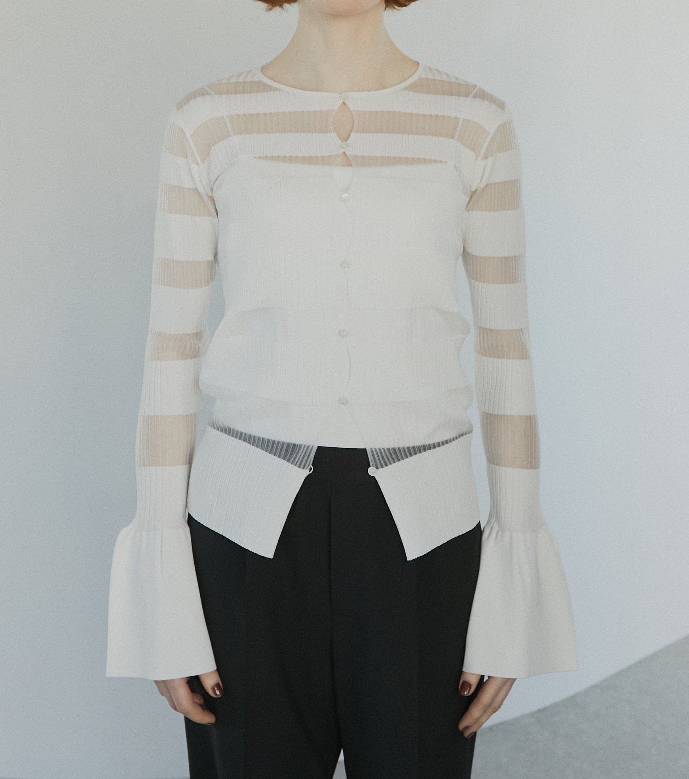 Sheer Rib Stripes Knit