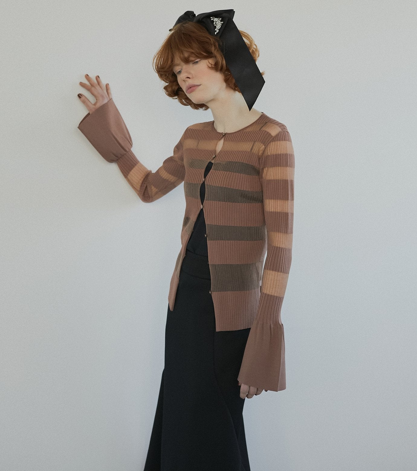 Sheer Rib Stripes Knit