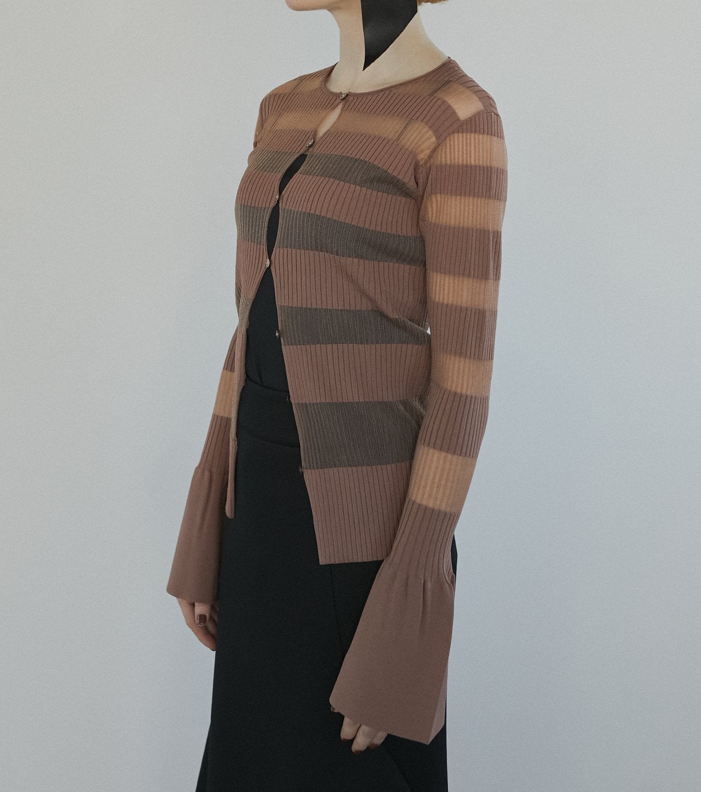 Sheer Rib Stripes Knit