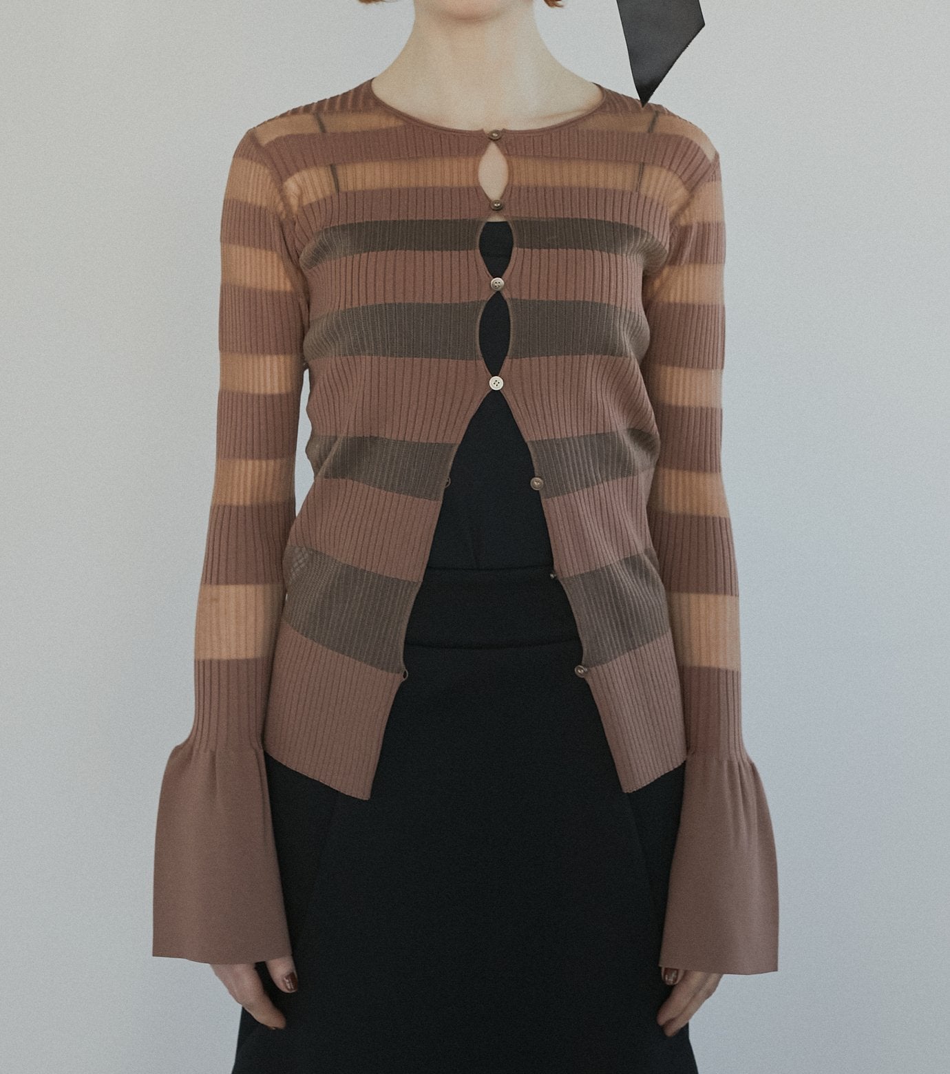 Sheer Rib Stripes Knit