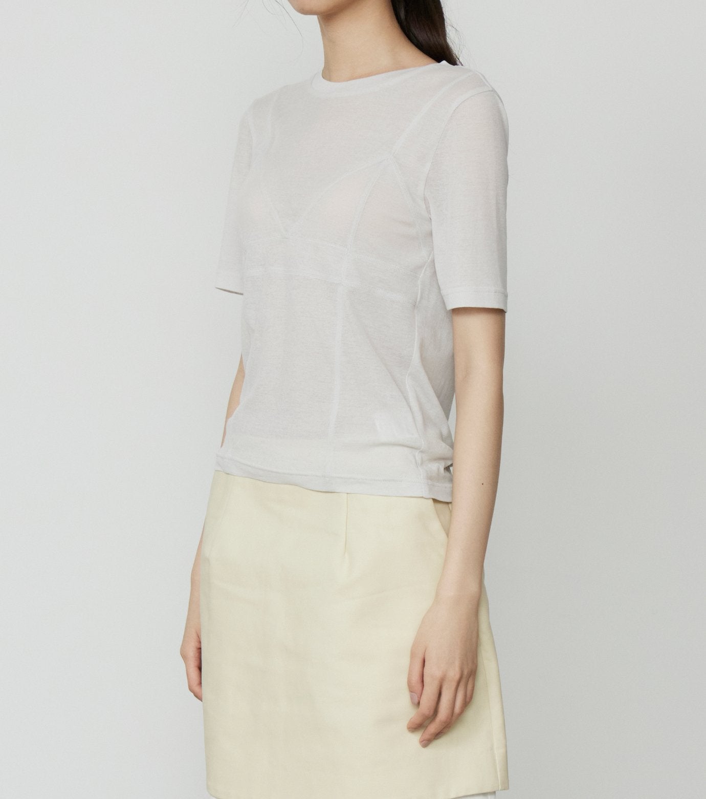 Semi Sheer Triangle Bra Jersey Top