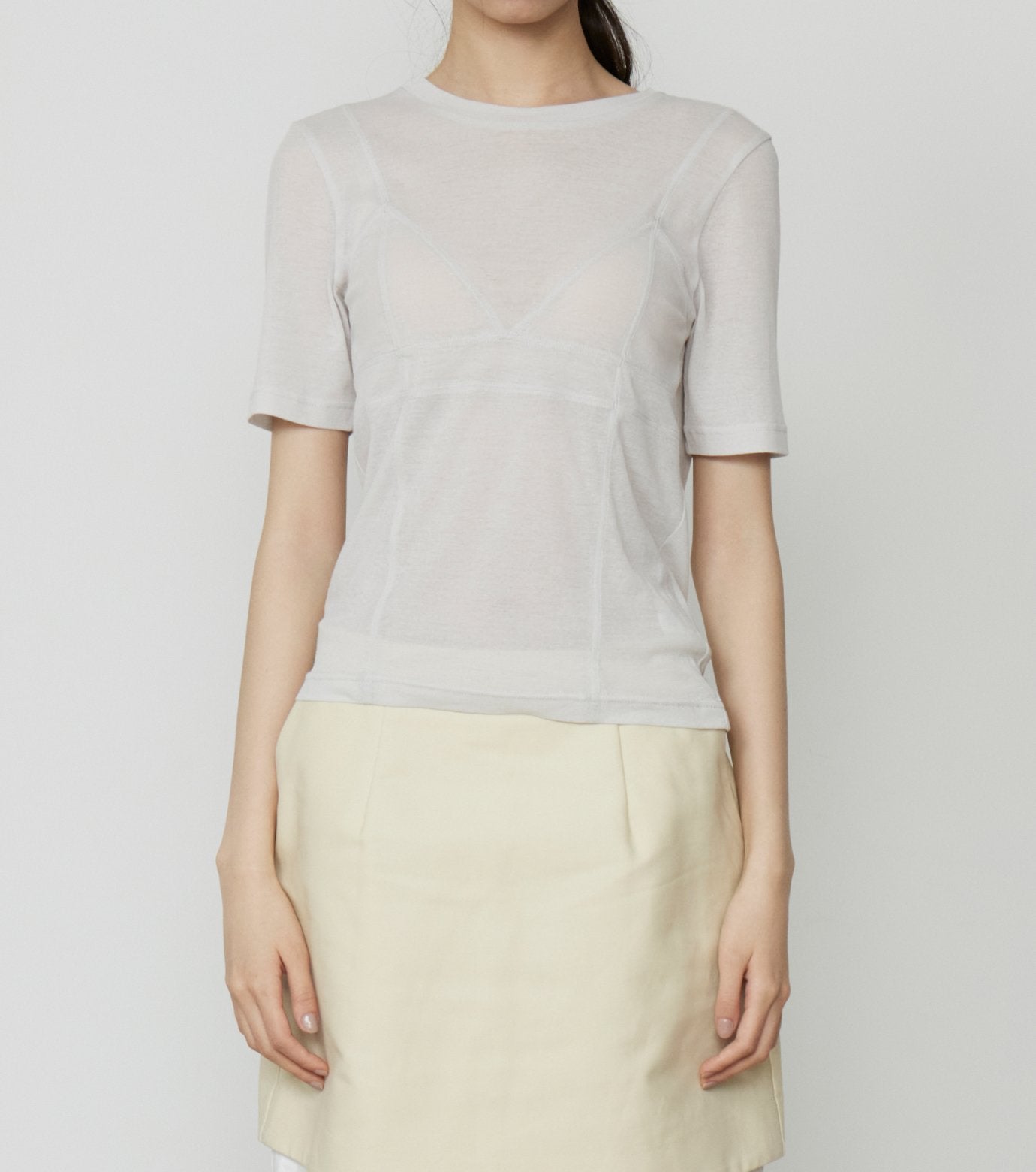 Semi Sheer Triangle Bra Jersey Top