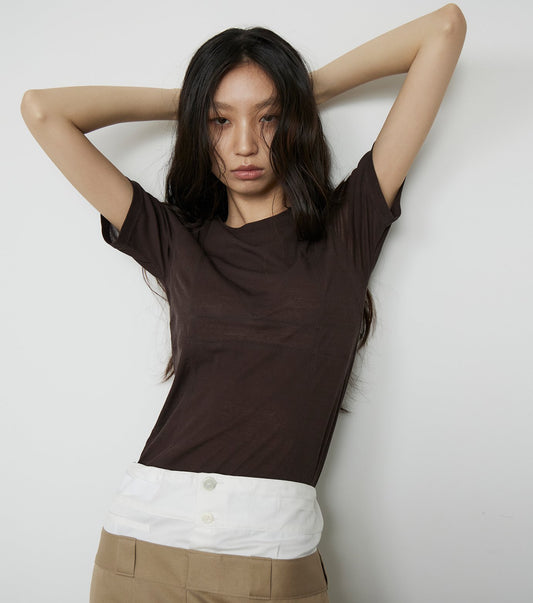 Semi Sheer Triangle Bra Jersey Top