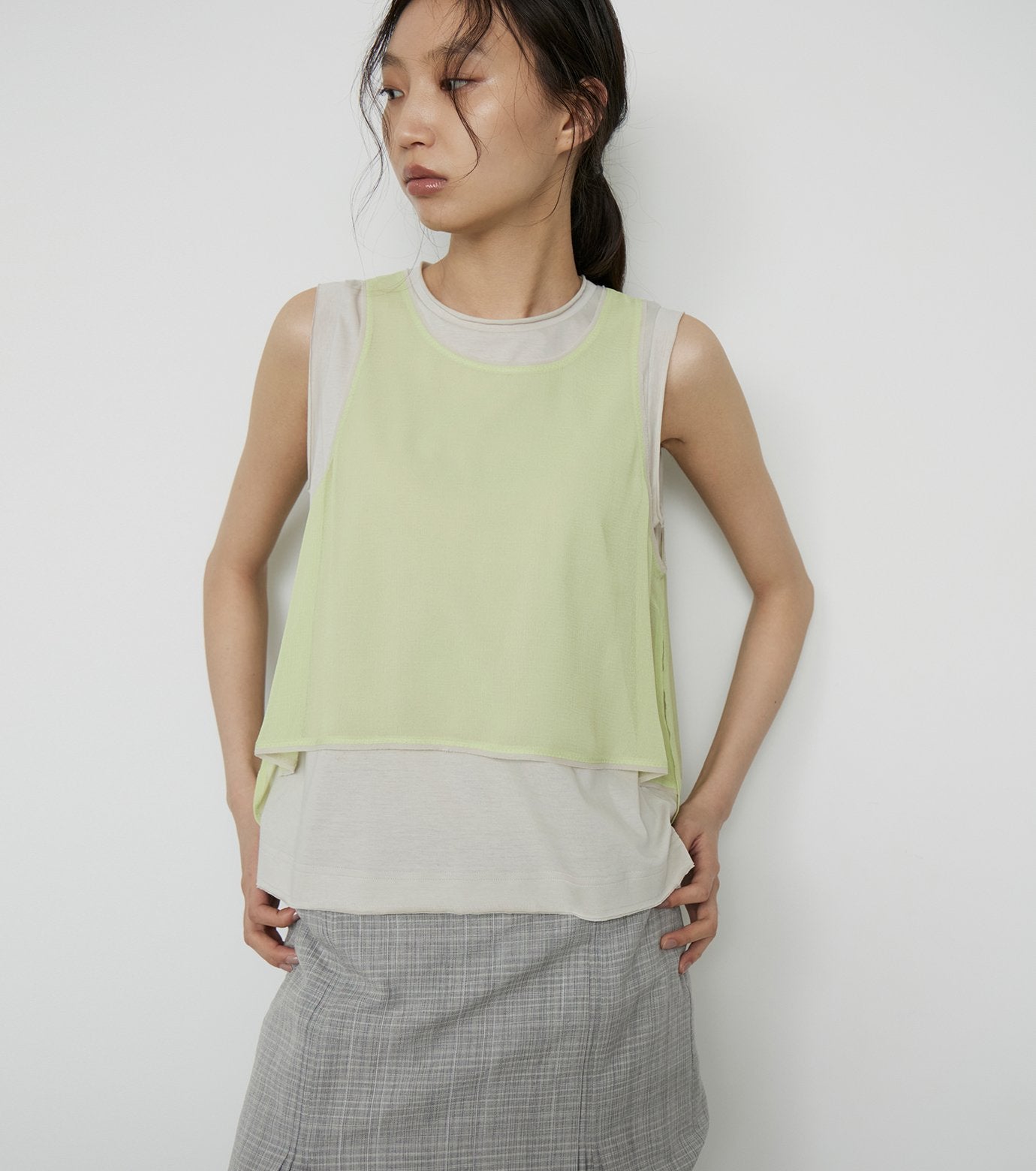 Chiffon x Cotton Tank Top