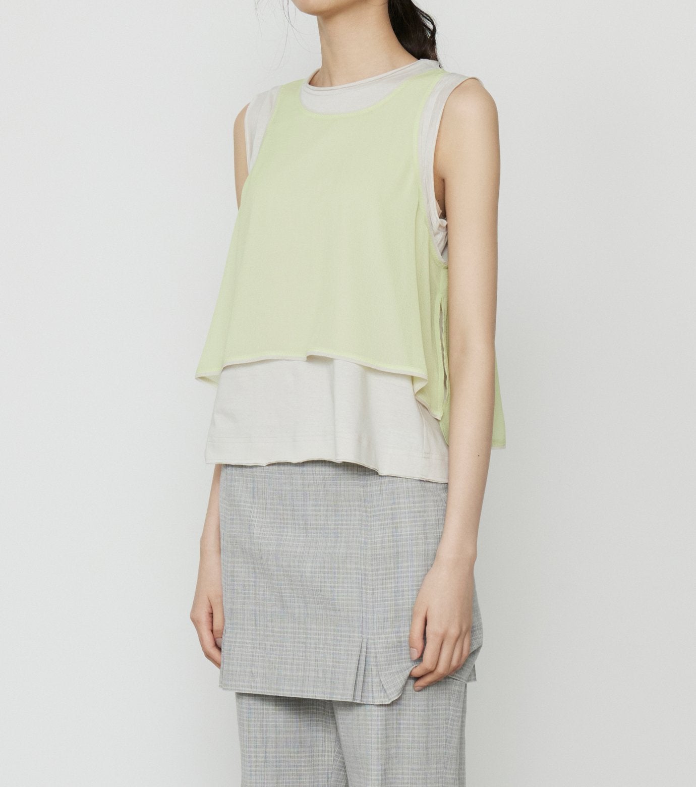 Chiffon x Cotton Tank Top